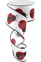 Shop For 2.5" Ladybug on Royal Ribbon: White (10 Yards) at Michelle's aDOORable Creations