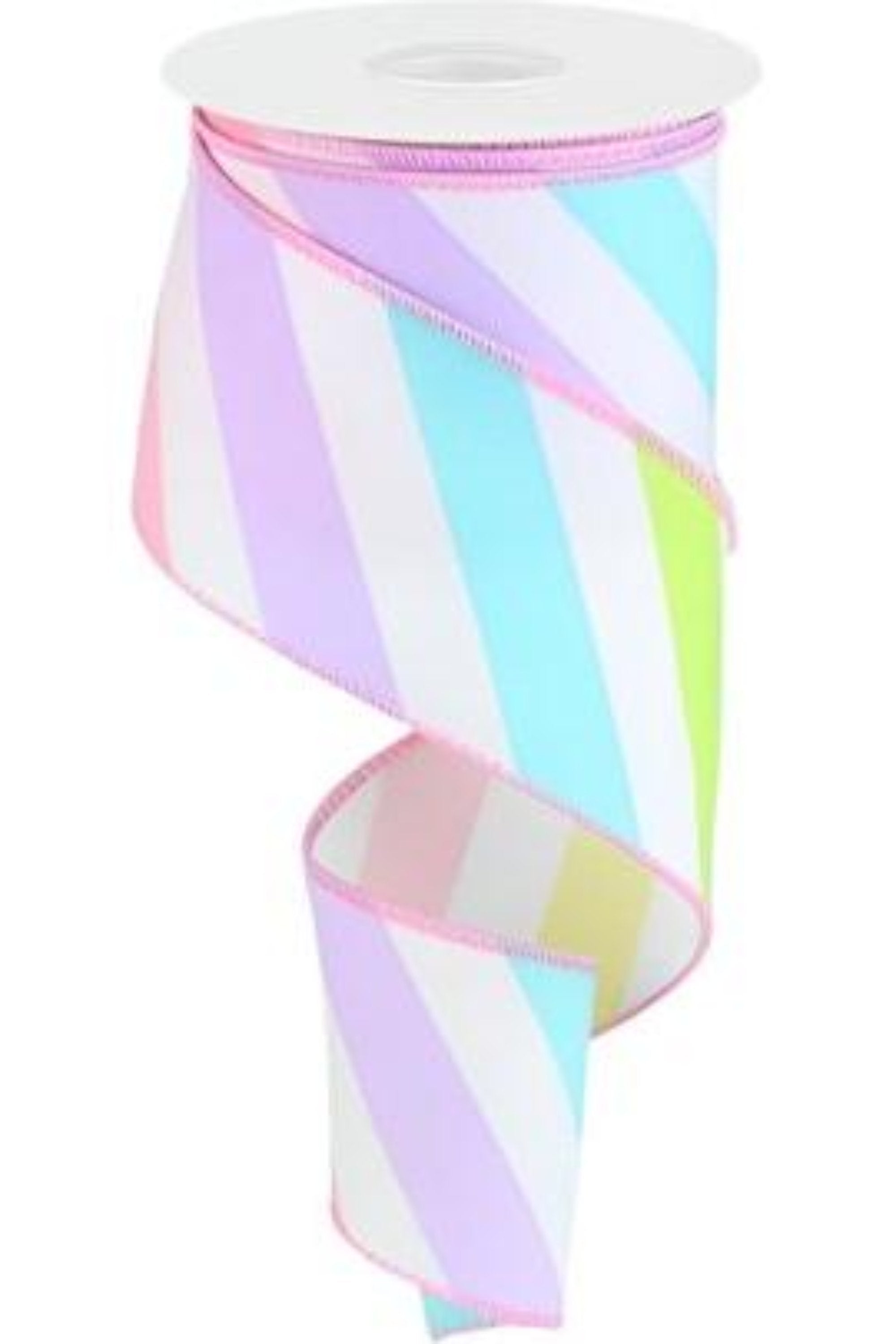 Shop For 2.5" Large Multi Diagonal Stripe Ribbon: White (10 Yards) at Michelle's aDOORable Creations