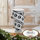 Shop For 2.5" Large Paw Print Royal Ribbon: White (10 Yards)