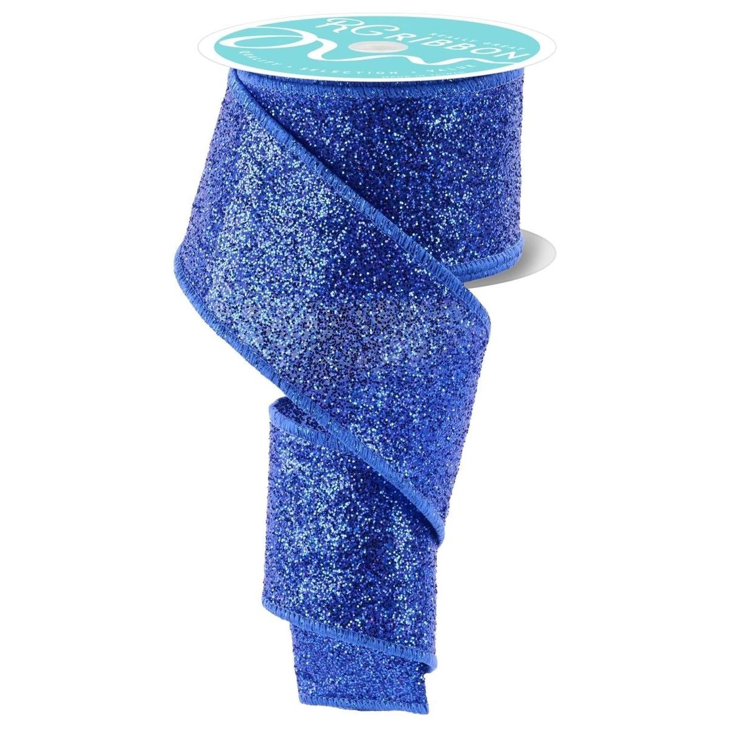 2.5" Laser Glitter Ribbon: Royal Blue (10 Yards)