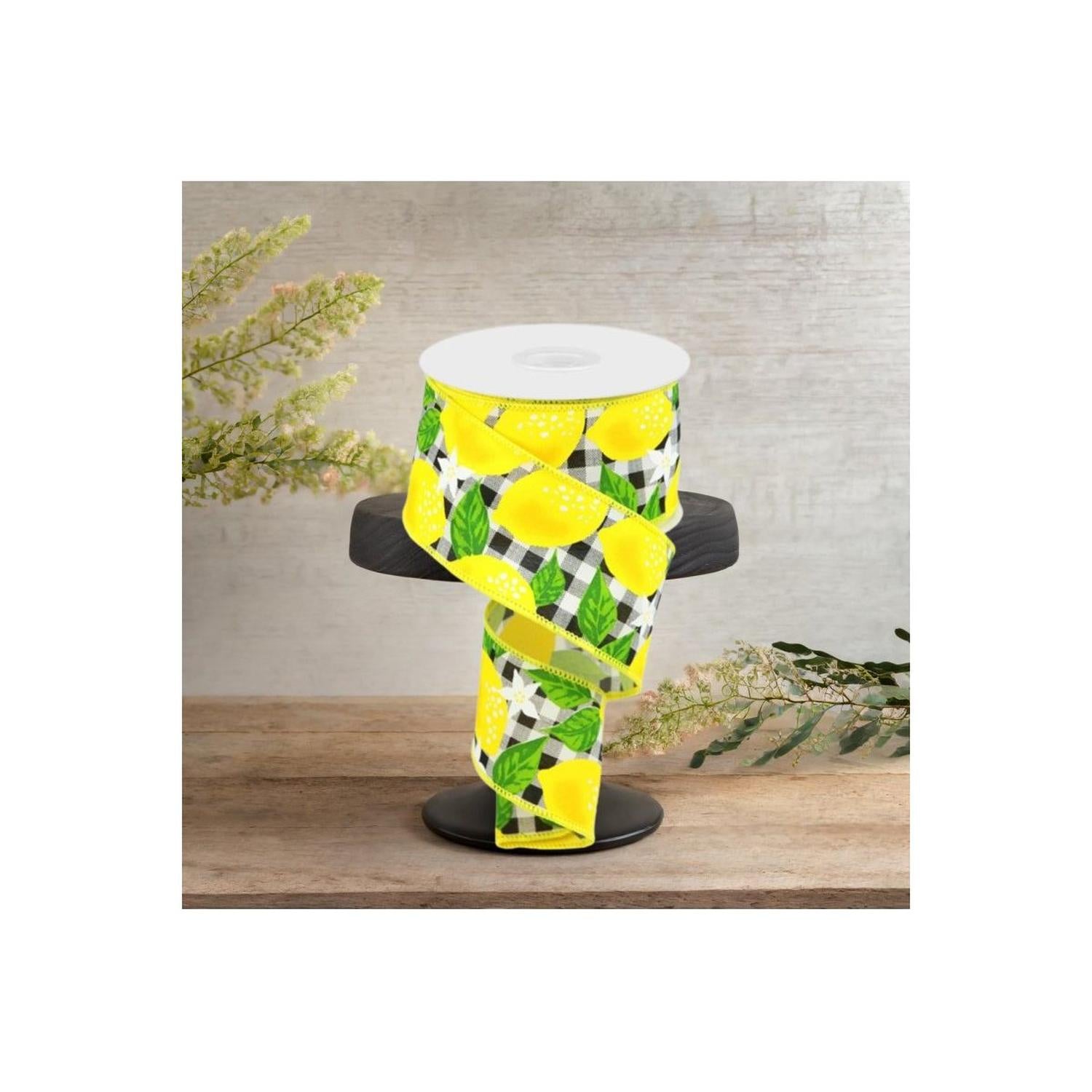 Shop For 2.5" Lemon Check on Royal Ribbon: Black & White (10 Yards)