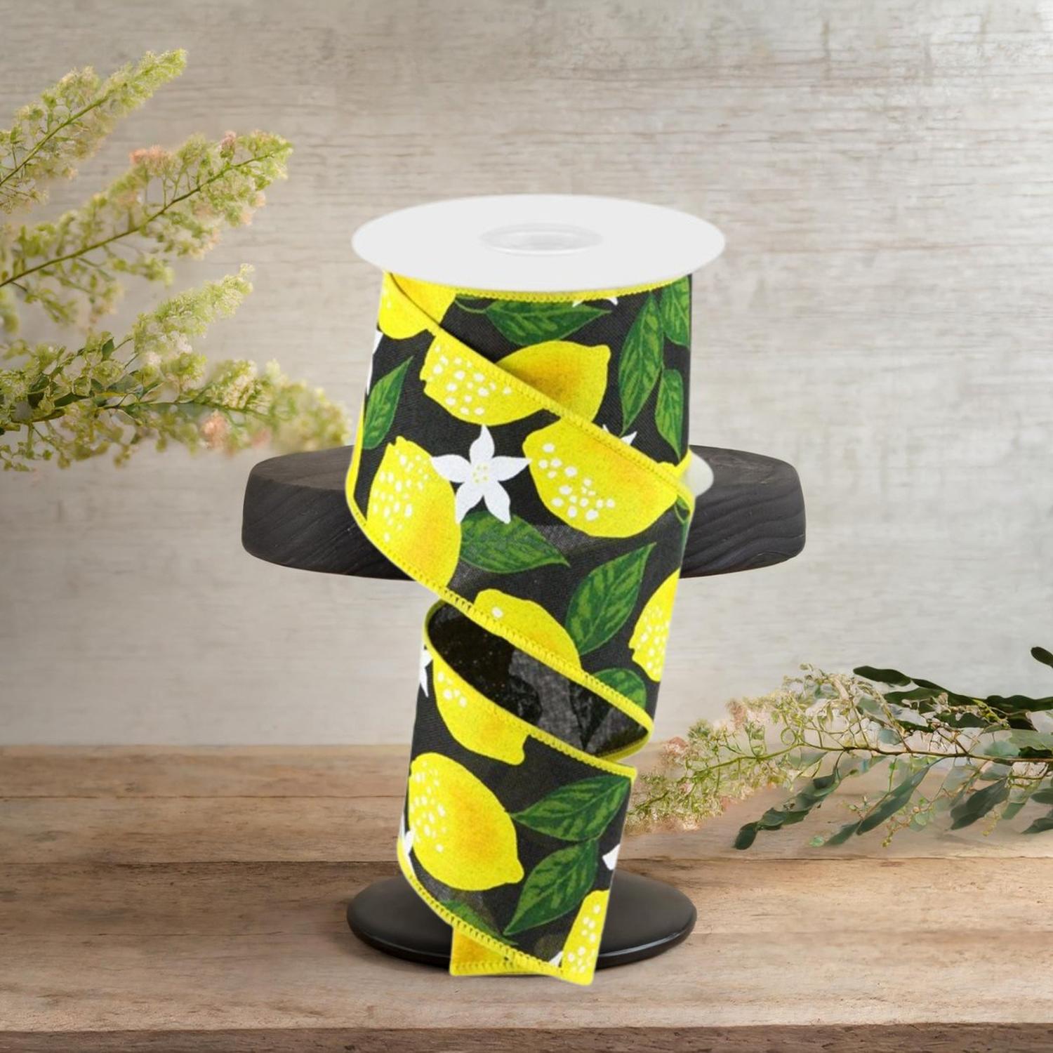 2.5" Lemon on Royal Ribbon: Black (10 Yards)