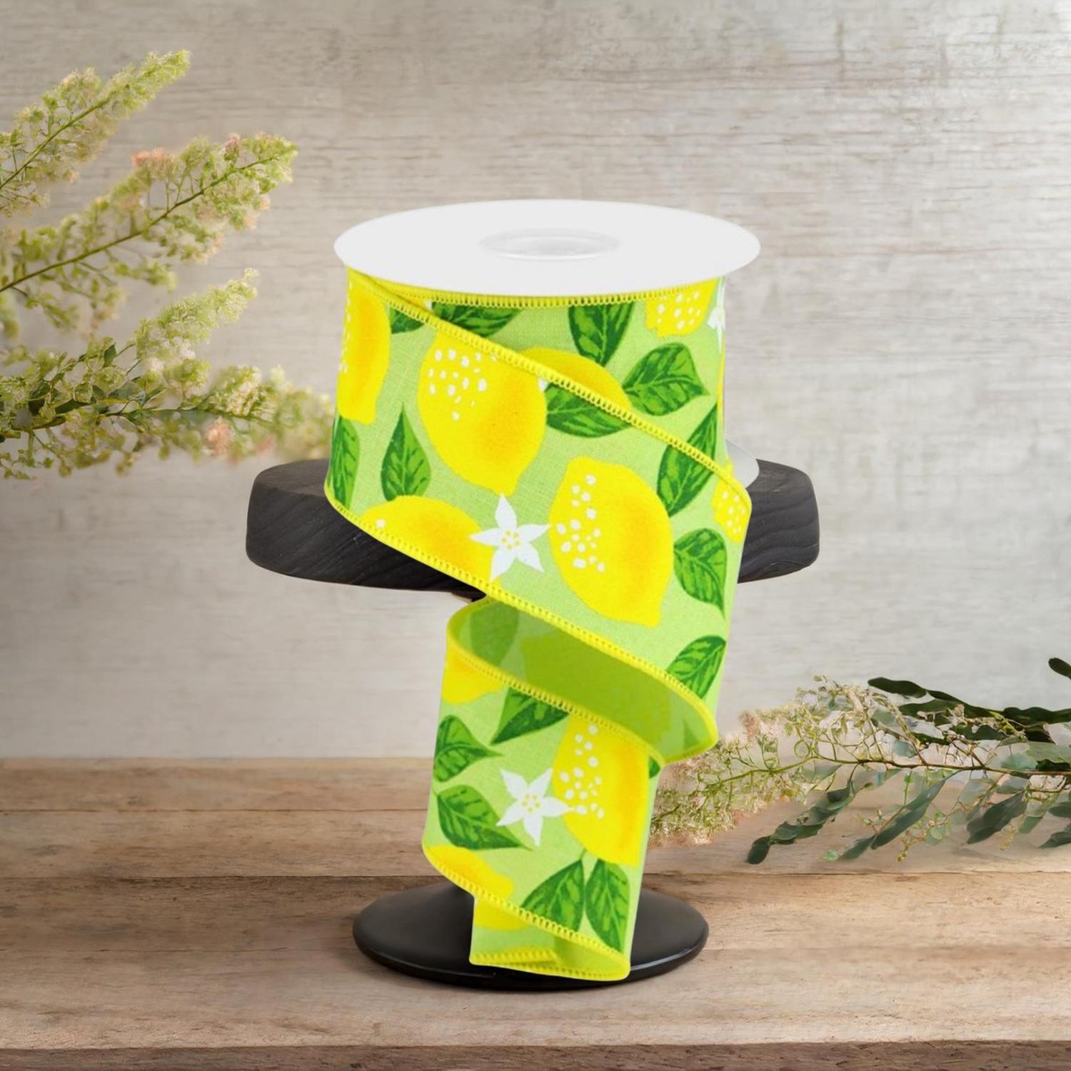 Shop For 2.5" Lemon On Royal Ribbon: Green (10 Yards)