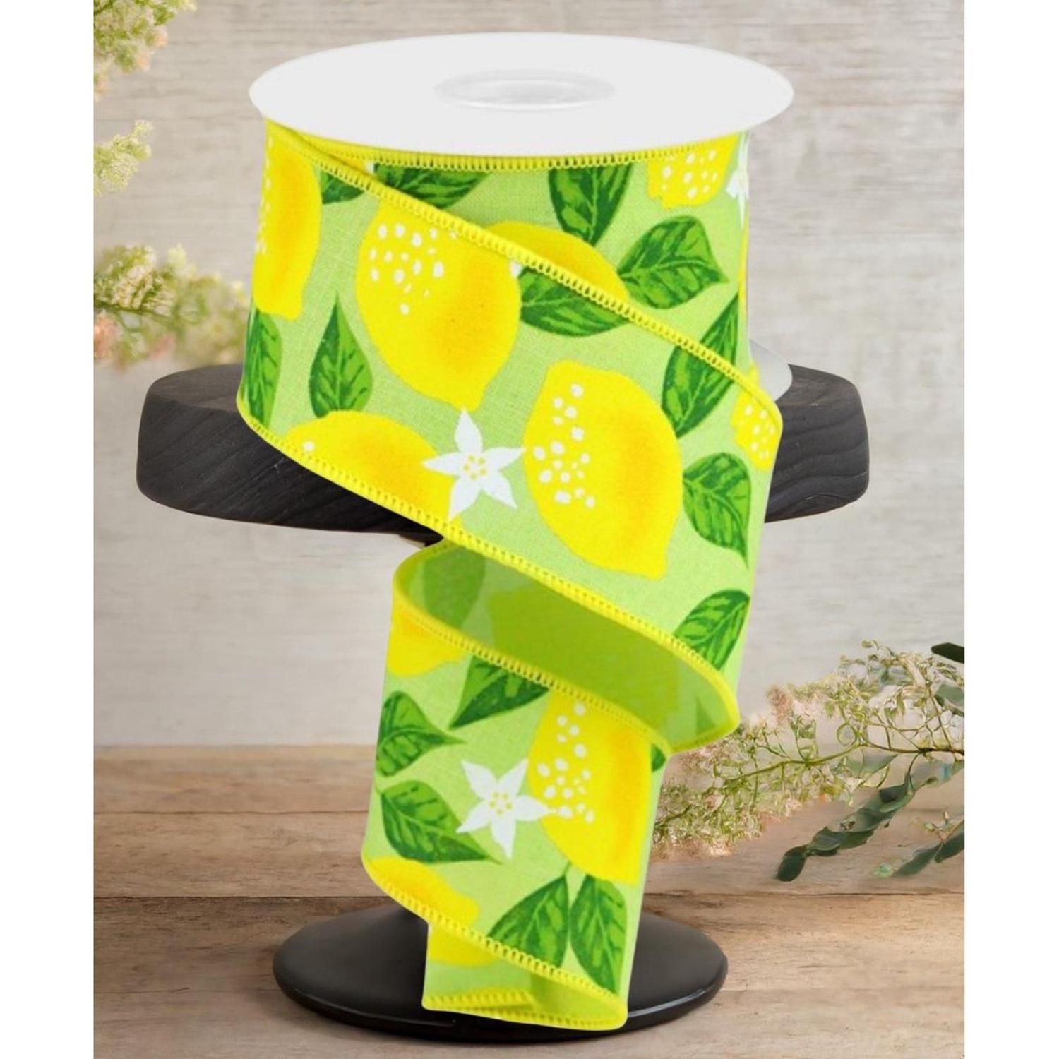 2.5" Lemon On Royal Ribbon: Green (10 Yards)