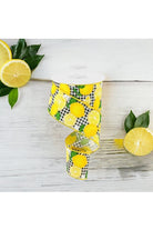 Shop For 2.5" Lemon with Leaves Check Ribbon: Black & White (10 Yards) at Michelle's aDOORable Creations