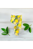 Shop For 2.5" Lemon with Leaves Check Ribbon: Black & White (10 Yards) at Michelle's aDOORable Creations