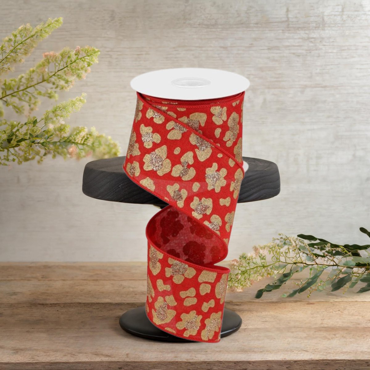 Shop For 2.5" Leopard Print Ribbon: Red (10 Yards)