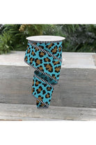 Shop For 2.5" Leopard Print Thin Stripe Ribbon: Light Teal (10 Yards) at Michelle's aDOORable Creations