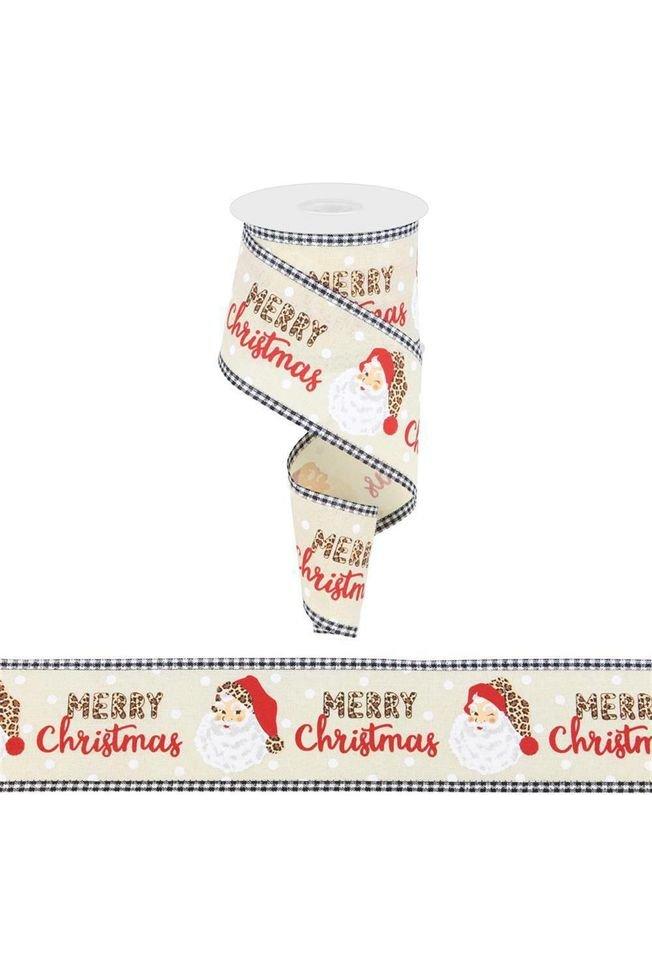 Shop For 2.5" Leopard Santa Check Edge Ribbon: Cream (10 Yards)