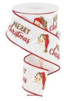 Shop For 2.5" Leopard Santa Ribbon: White (10 Yards)