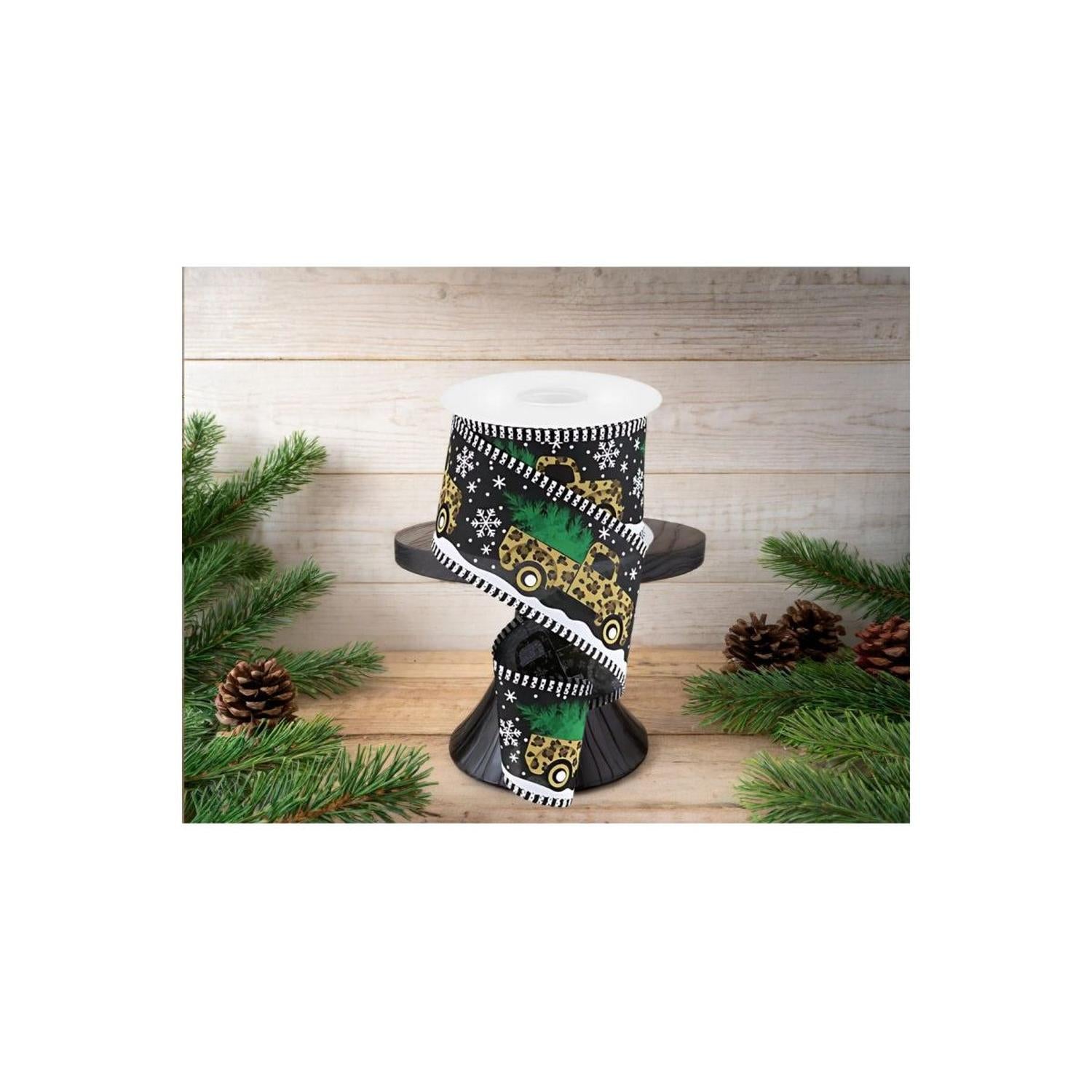 Shop For 2.5" Leopard Striped Edge Ribbon: Black (10 Yards)