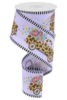 Shop For 2.5" Leopard Truck Flower Stripe Ribbon: Lavender (10 Yards)