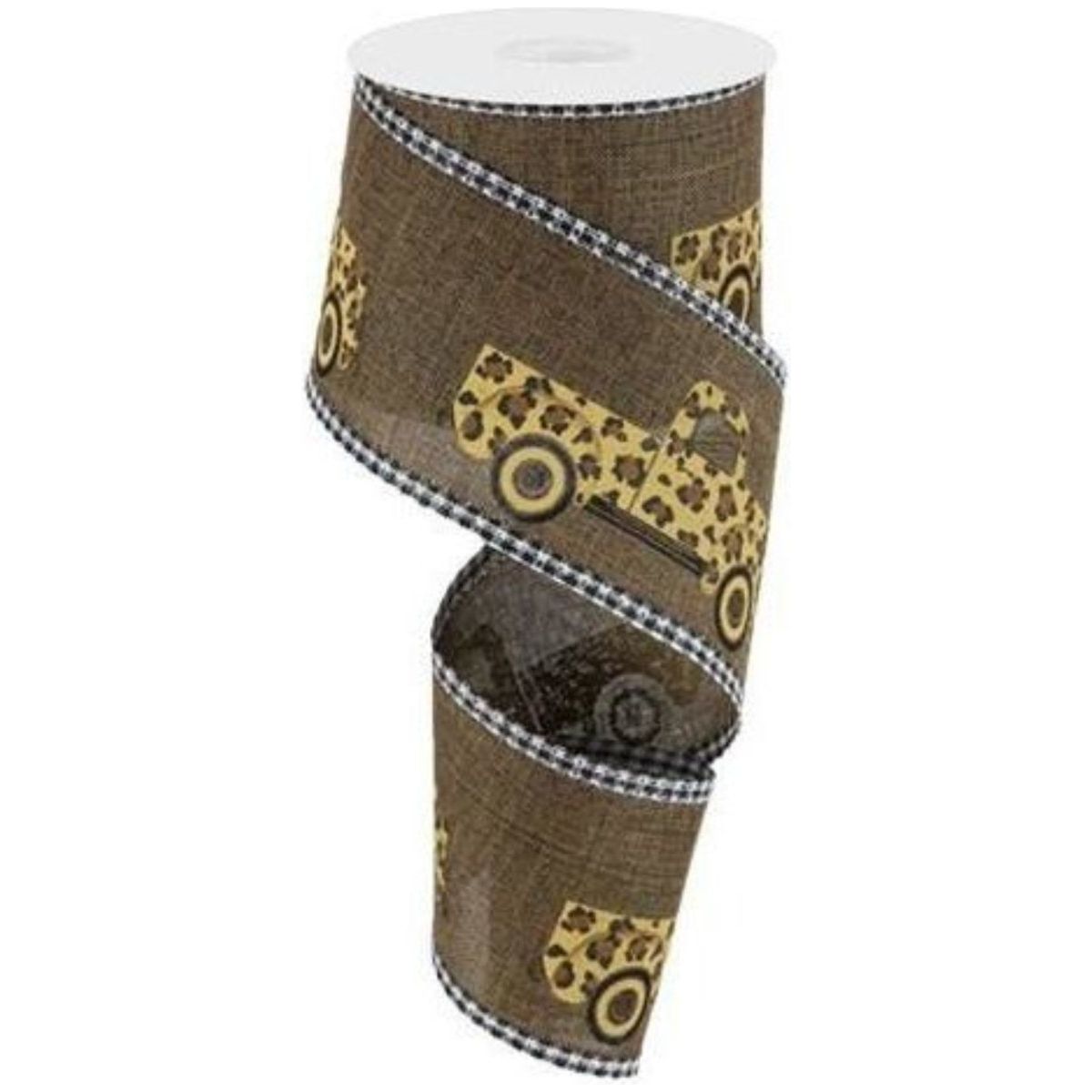 Shop For 2.5" Leopard Truck Gingham Edge Ribbon: Brown (10 Yards)