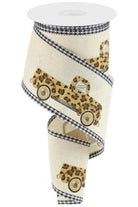 Shop For 2.5" Leopard Truck Gingham Edge Ribbon: Cream (10 Yards)