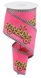 Shop For 2.5" Leopard Truck Gingham Edge Ribbon: Hot Pink (10 Yards)