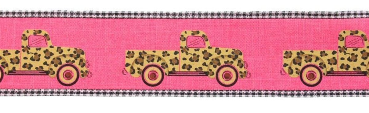 Shop For 2.5" Leopard Truck Gingham Edge Ribbon: Hot Pink (10 Yards)