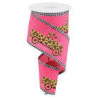 Shop For 2.5" Leopard Truck Gingham Edge Ribbon: Hot Pink (10 Yards)