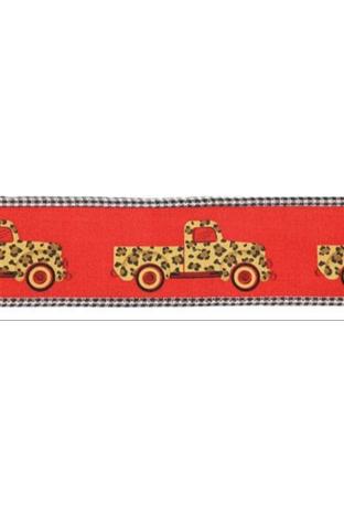 Shop For 2.5" Leopard Truck Gingham Edge Ribbon: Red (10 Yards)