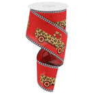 Shop For 2.5" Leopard Truck Gingham Edge Ribbon: Red (10 Yards)