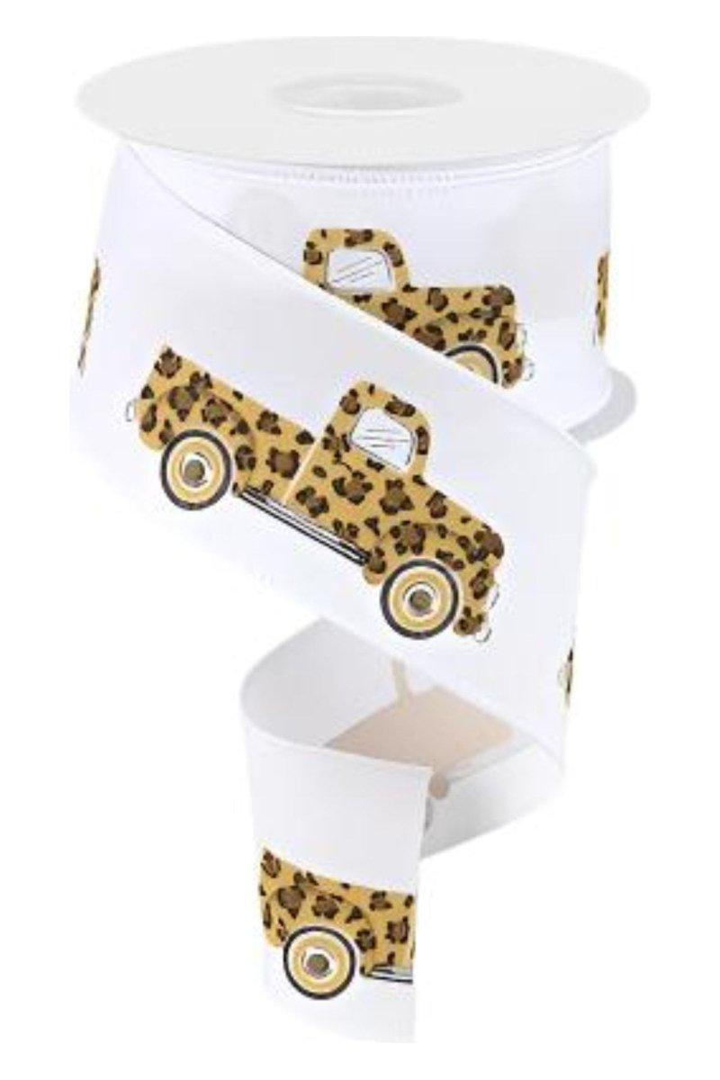 Shop For 2.5" Leopard Truck Ribbon: White (10 Yards)