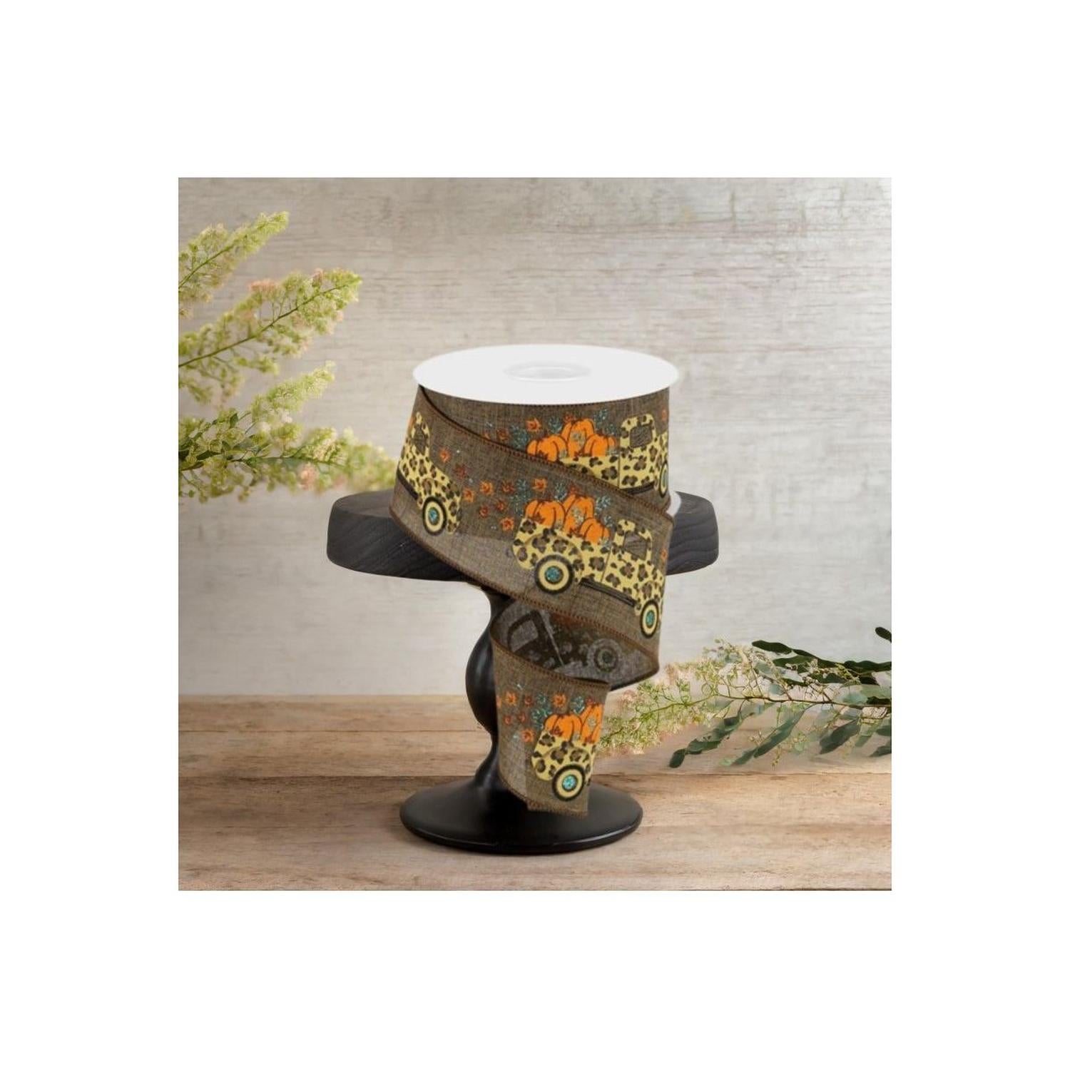 2.5" Leopard Truck Royal Ribbon: Brown (10 Yards)