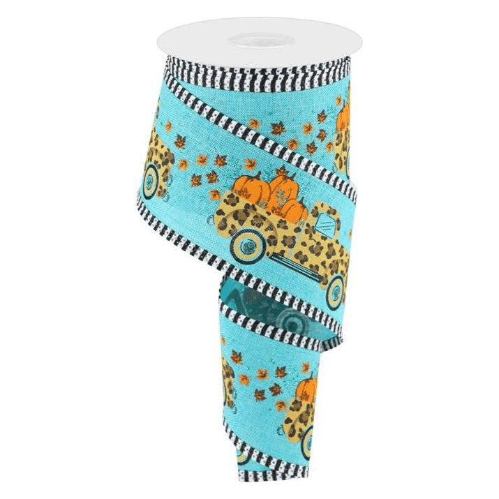 Shop For 2.5" Leopard Truck Stripe Edge Ribbon: Teal (10 Yards)