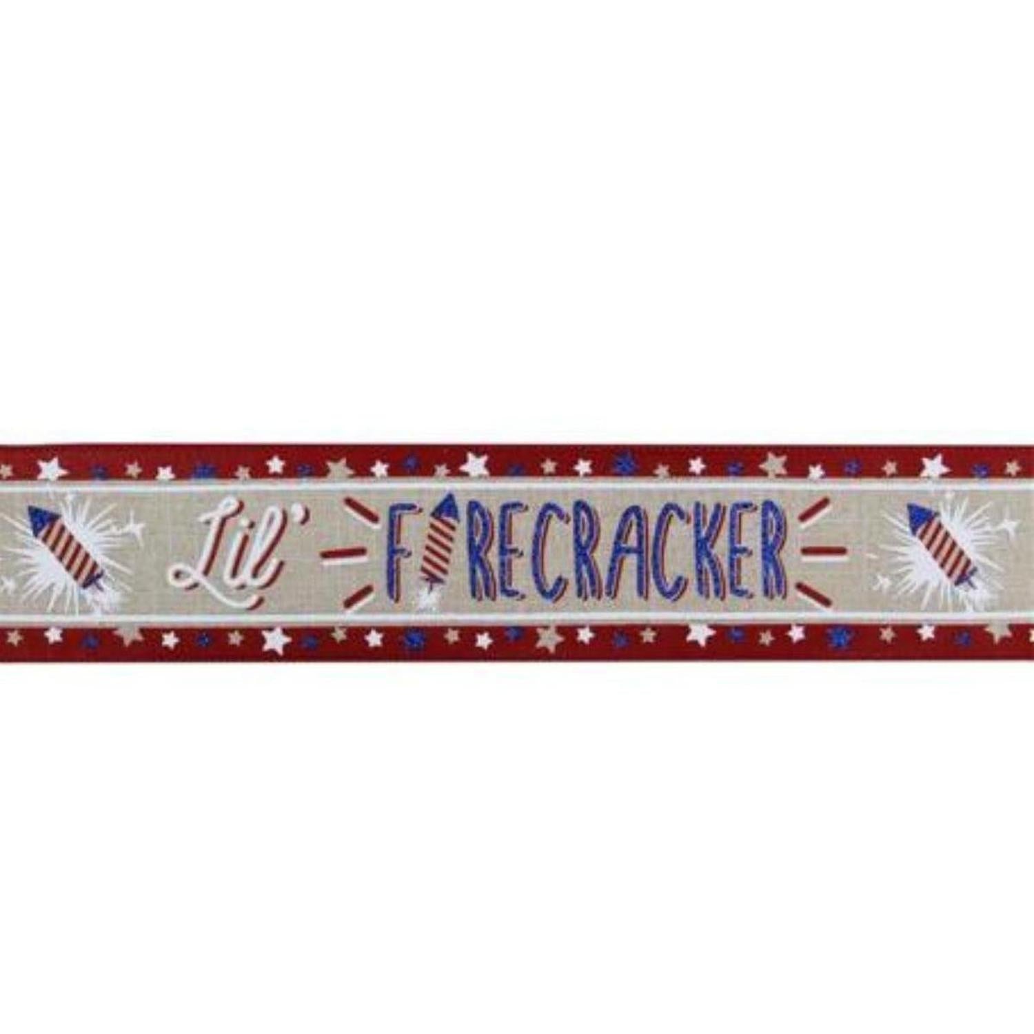 2.5" Lil Firecracker Patriotic Ribbon: Natural (10 Yards)