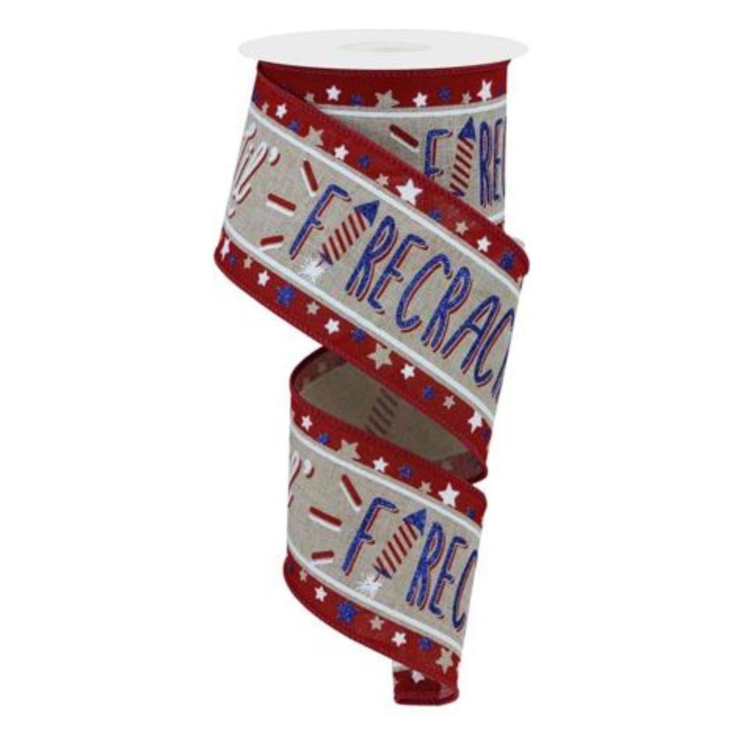 Shop For 2.5" Lil Firecracker Patriotic Ribbon: Natural (10 Yards)