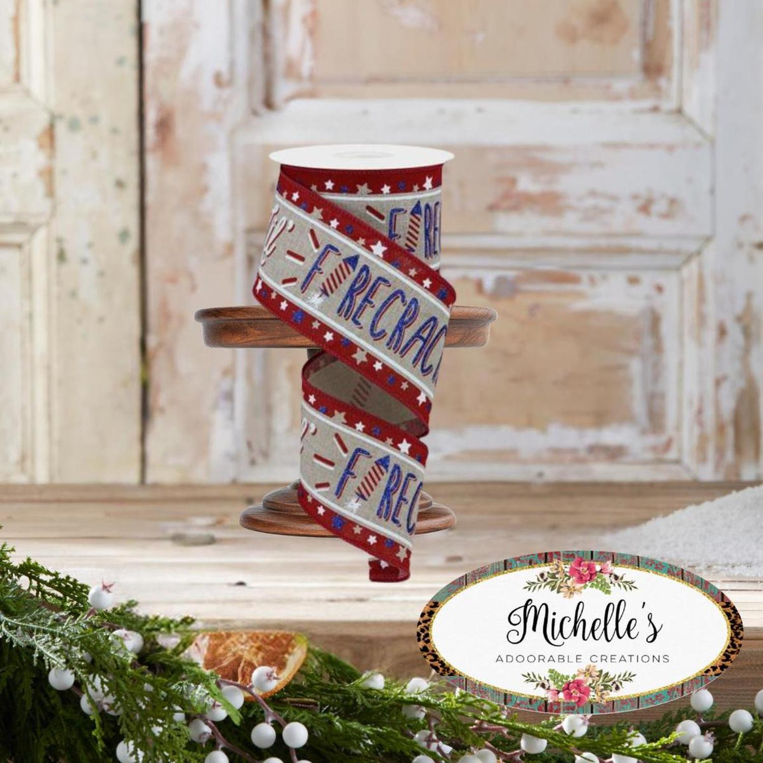 Shop For 2.5" Lil Firecracker Patriotic Ribbon: Natural (10 Yards)