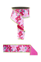 Shop For 2.5" Lilies Fused Back Ribbon: Pink (10 Yards) at Michelle's aDOORable Creations