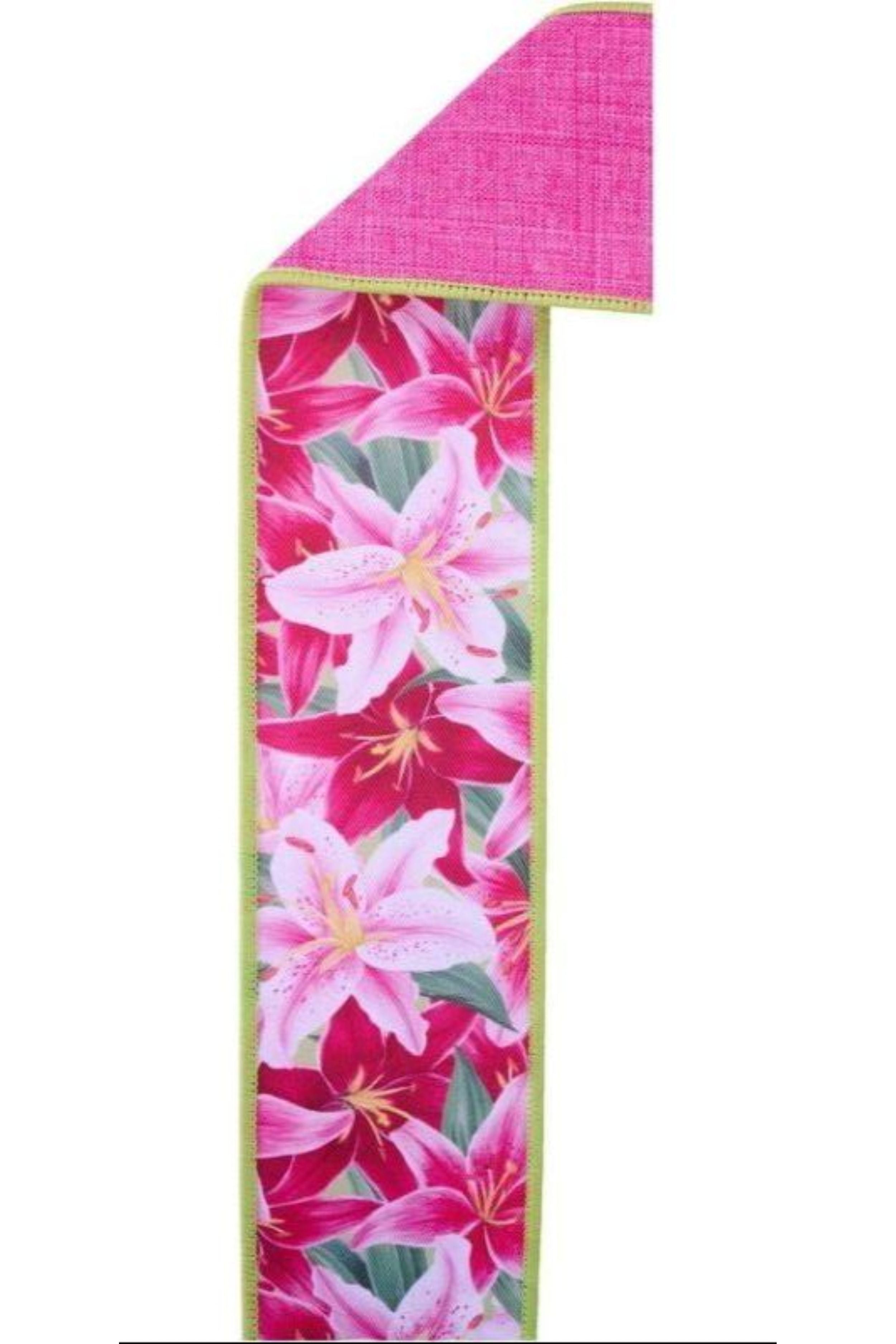 Shop For 2.5" Lilies Fused Back Ribbon: Pink (10 Yards) at Michelle's aDOORable Creations