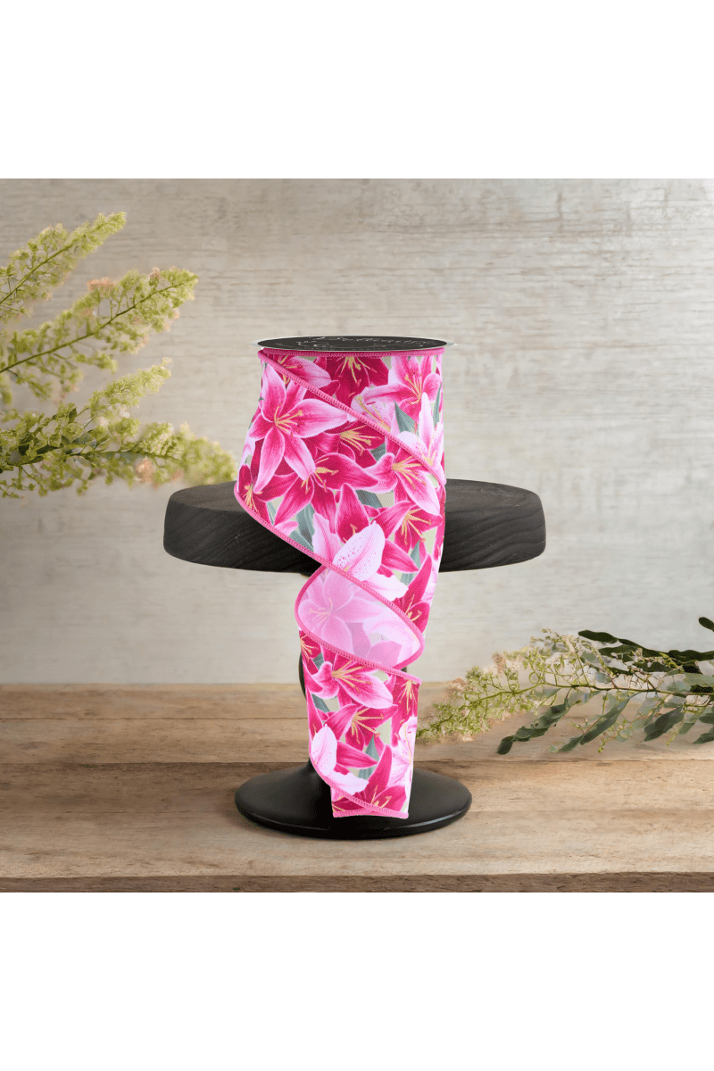 Shop For 2.5" Lilies Ribbon: Pink (10 Yards)