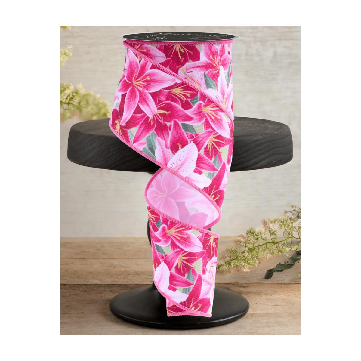 Shop For 2.5" Lilies Ribbon: Pink (10 Yards)