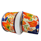 Shop For 2.5" Linen Fall Leaves Ribbon: Navy/Ivory (10 Yards)