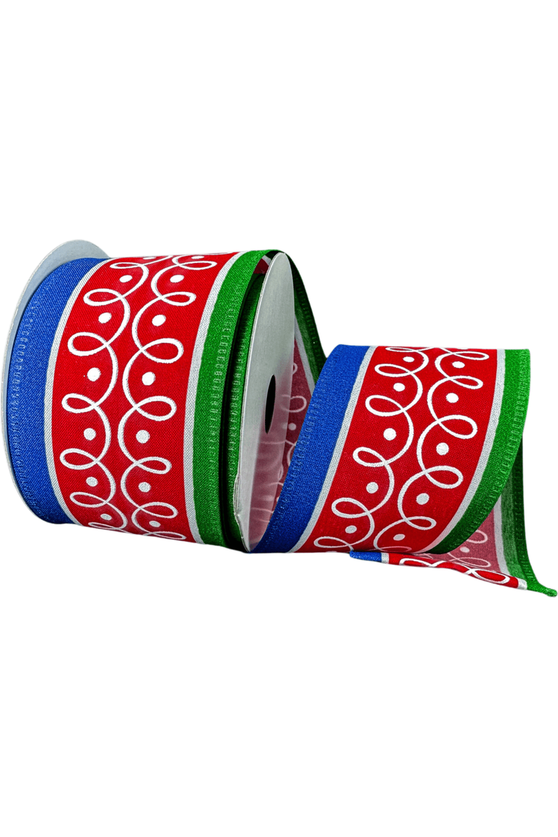 Shop For 2.5" Loop Patterns Ribbon: Red & Green (10 Yards)