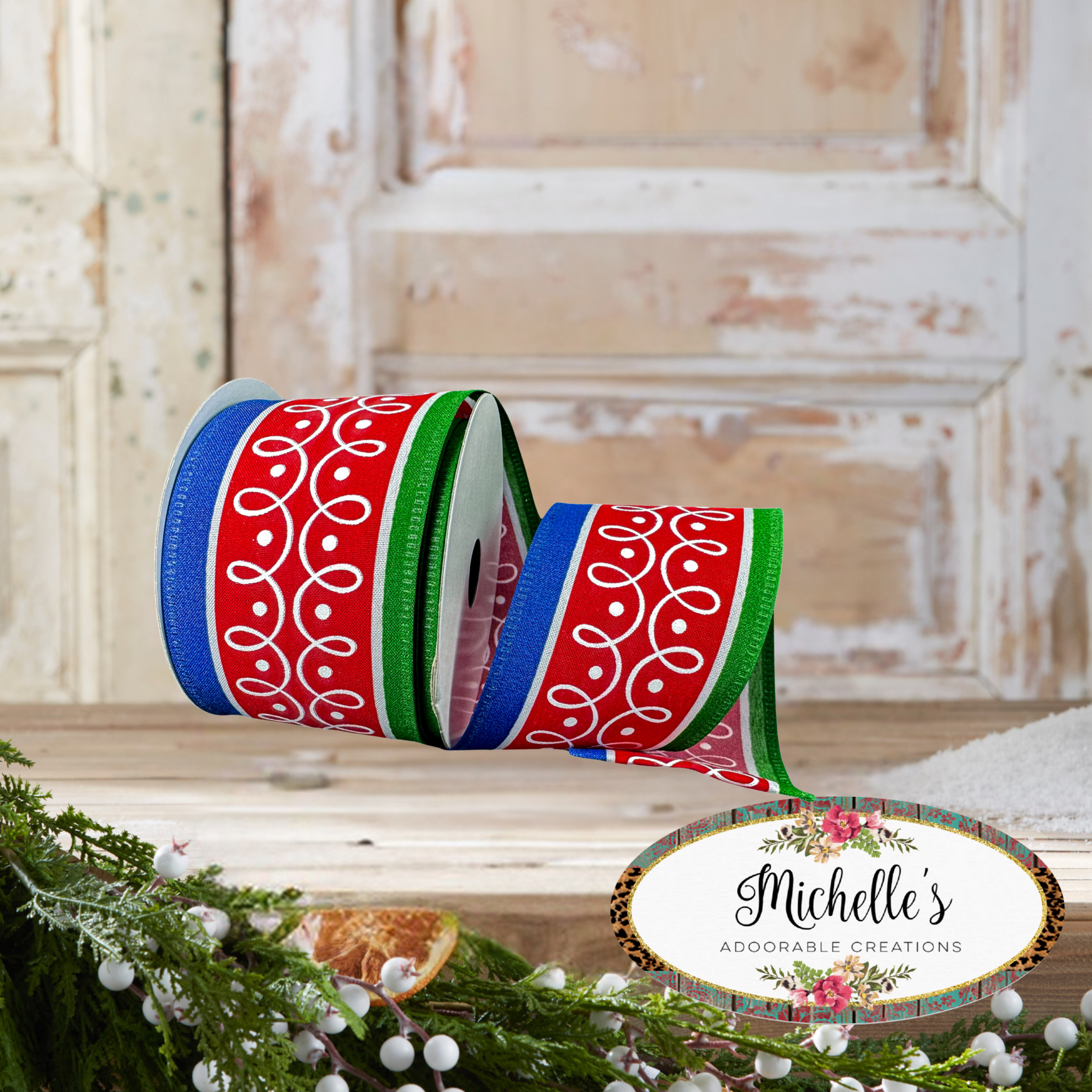 Shop For 2.5" Loop Patterns Ribbon: Red & Green (10 Yards)
