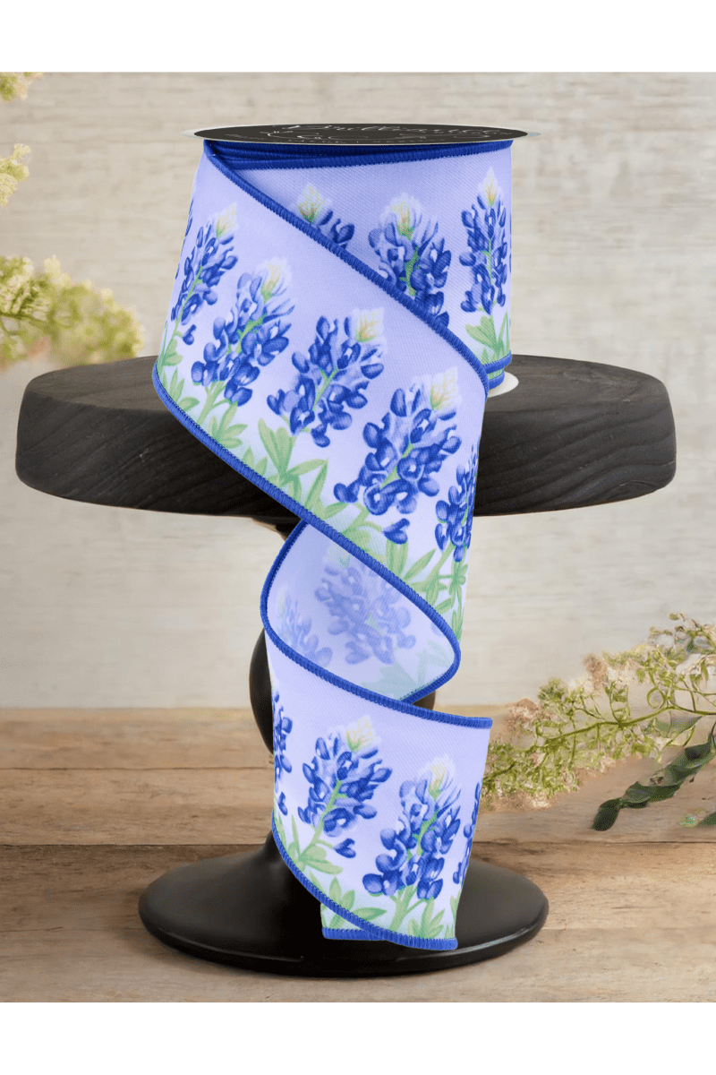 Shop For 2.5" LS Bluebonnets Ribbon: White (10 Yards)
