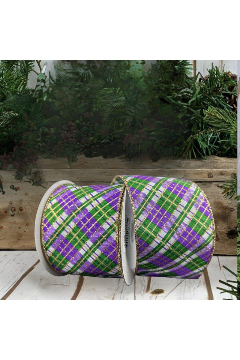 Shop For 2.5" Mardi Gras Plaid Ribbon: Purple, Gold, Green (10 Yards)