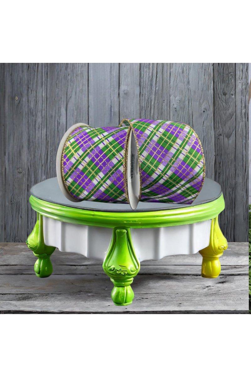 Shop For 2.5" Mardi Gras Plaid Ribbon: Purple, Gold, Green (10 Yards)