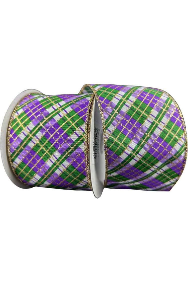 Shop For 2.5" Mardi Gras Plaid Ribbon: Purple, Gold, Green (10 Yards) (Copy) at Michelle's aDOORable Creations