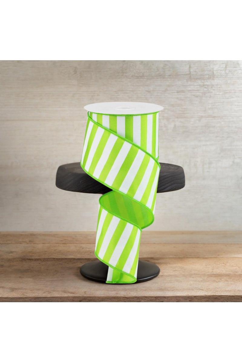 Shop For 2.5" Medium Horizontal Stripe Ribbon: Lime Green & White (10 Yards)