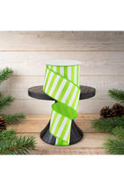 Shop For 2.5" Medium Horizontal Stripe Ribbon: Lime Green & White (10 Yards)