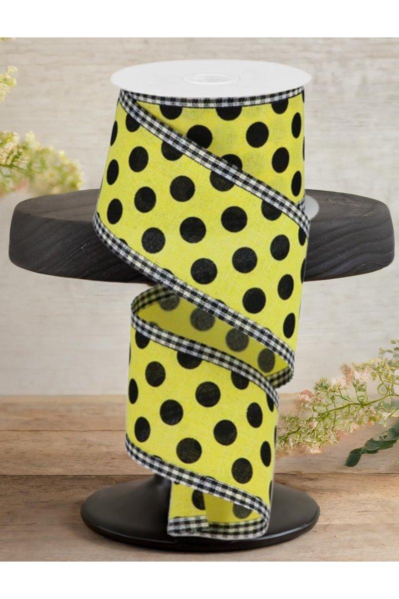 Shop For 2.5" Medium Polka Dots Gingham Edge: Yellow & Black (10 Yards)