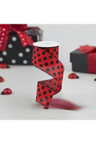 Shop For 2.5" Medium Polka Dots: Red & Black (10 Yards) at Michelle's aDOORable Creations