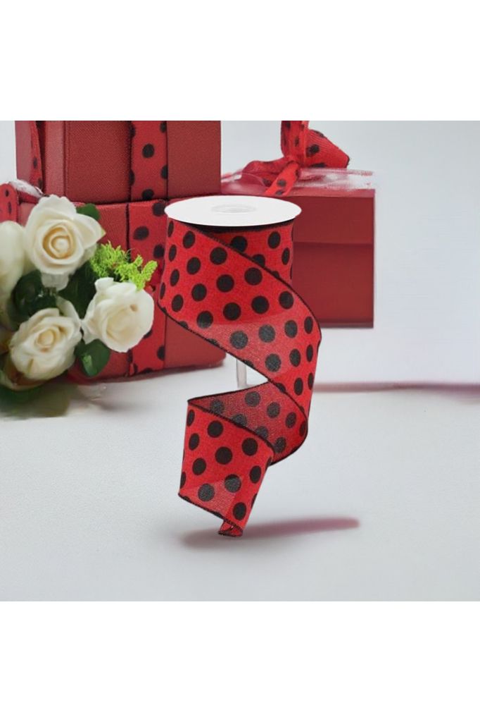 Shop For 2.5" Medium Polka Dots: Red & Black (10 Yards) at Michelle's aDOORable Creations