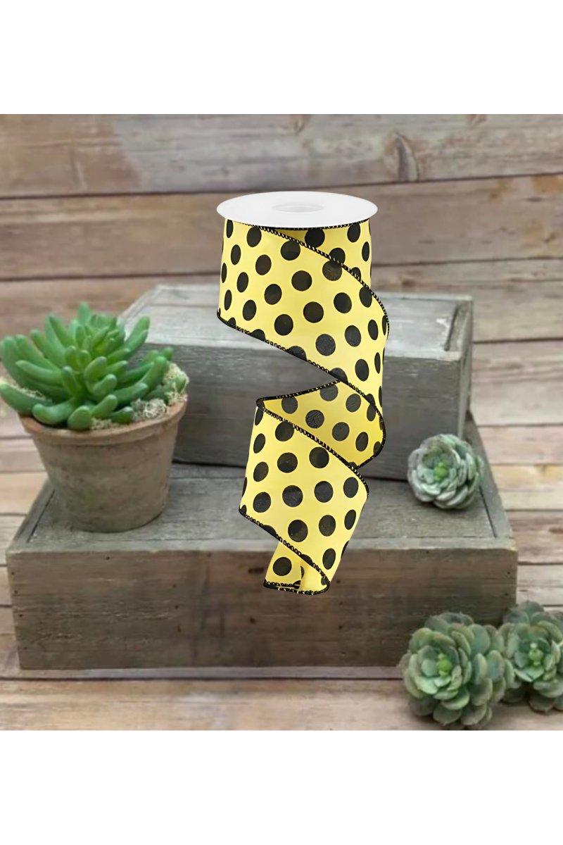 Shop For 2.5" Medium Polka Dots: Yellow & Black (10 Yards)