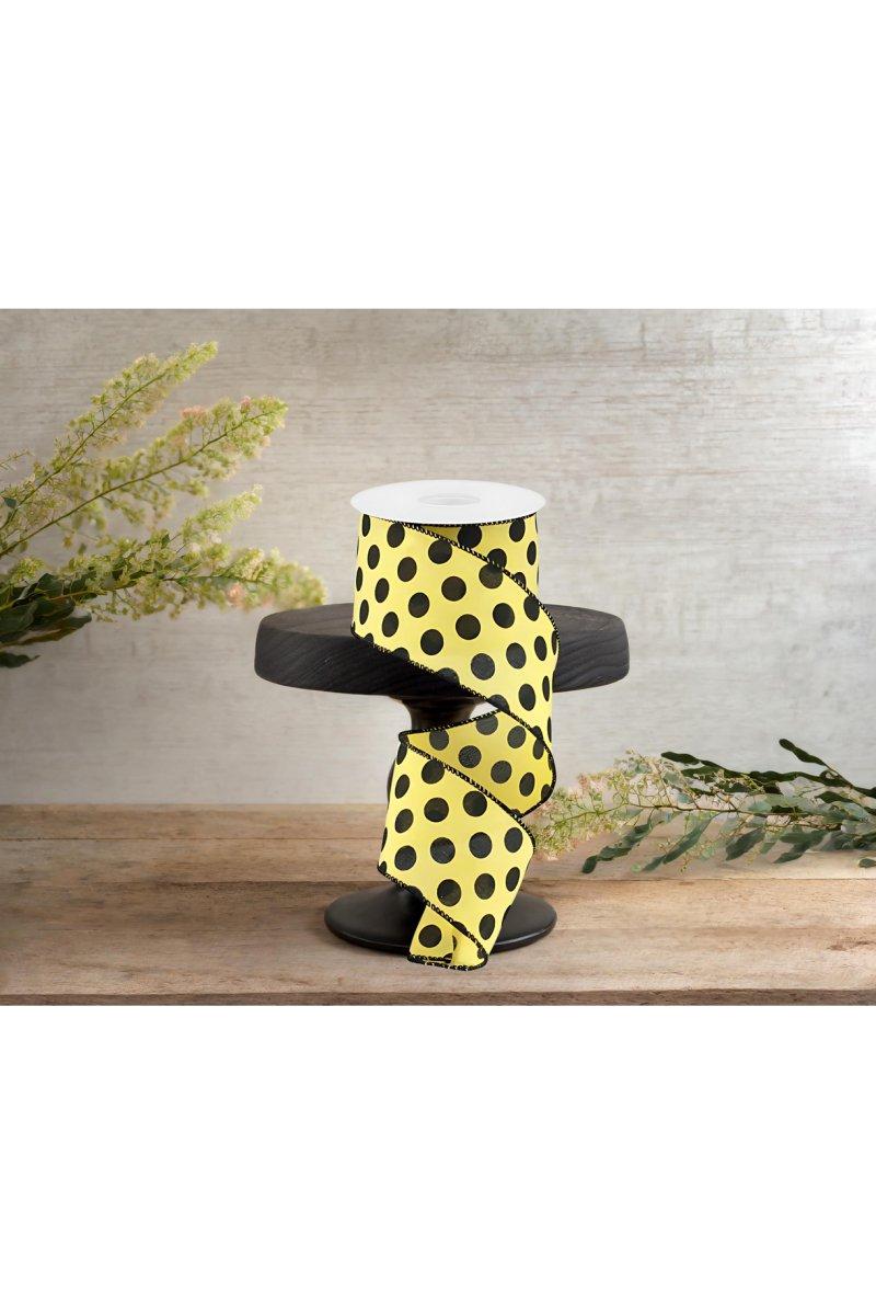 Shop For 2.5" Medium Polka Dots: Yellow & Black (10 Yards)