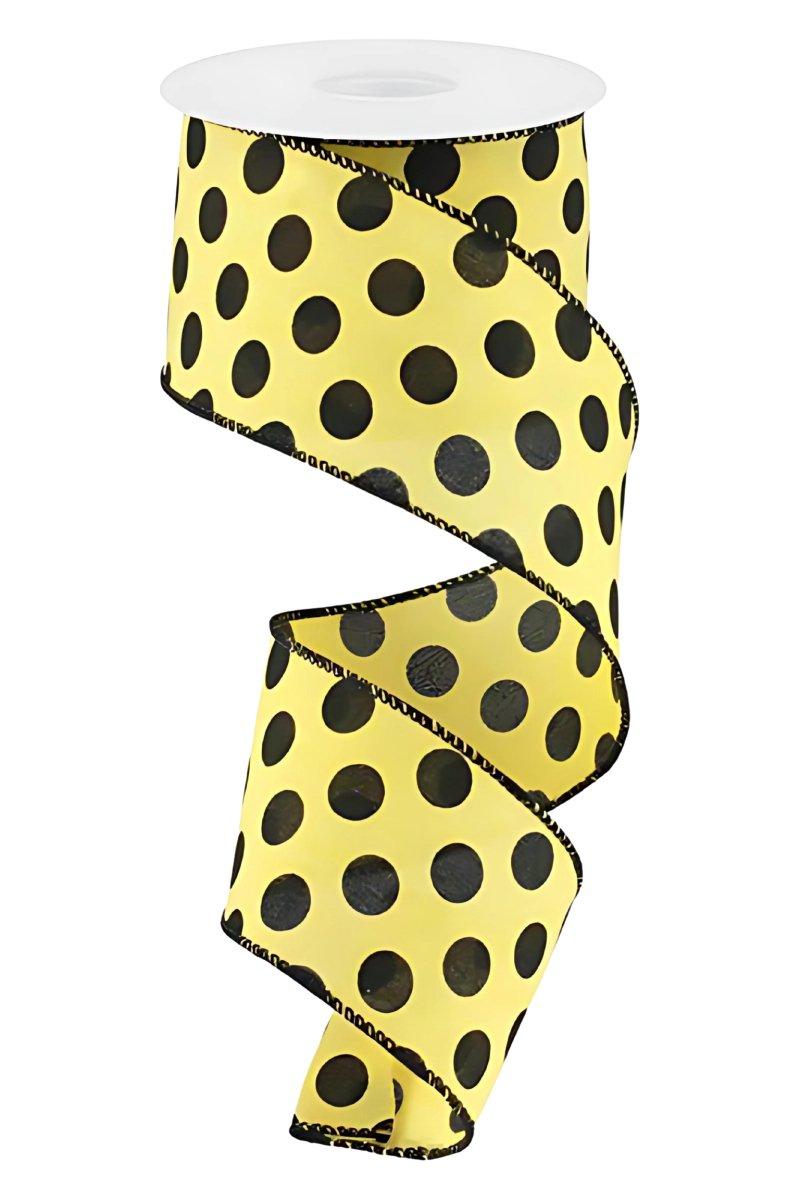 Shop For 2.5" Medium Polka Dots: Yellow & Black (10 Yards)