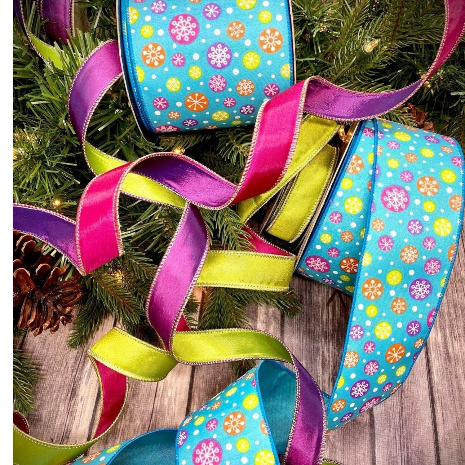 2.5" Merry and Bright Snowflake Ribbon: Blue (25 Yards)