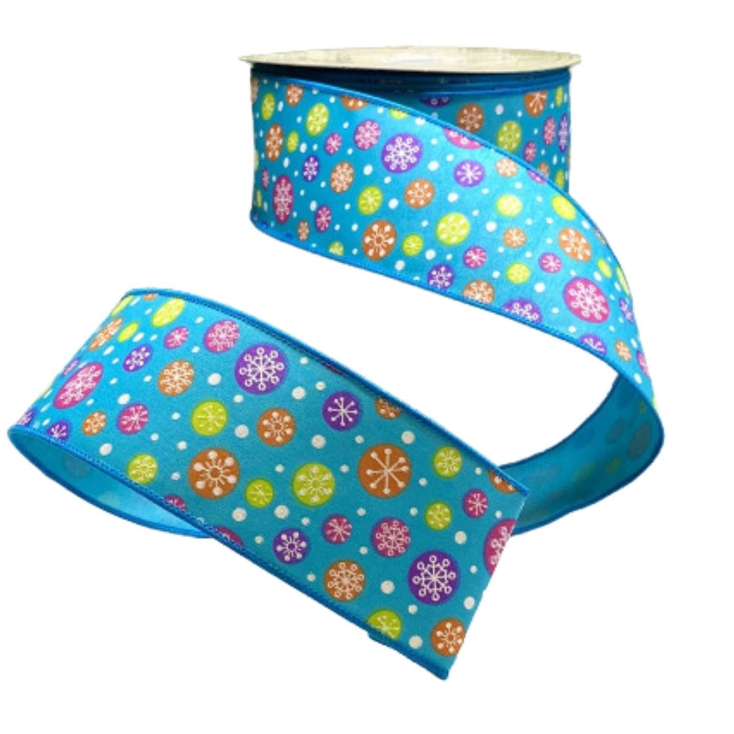 2.5" Merry and Bright Snowflake Ribbon: Blue (25 Yards)